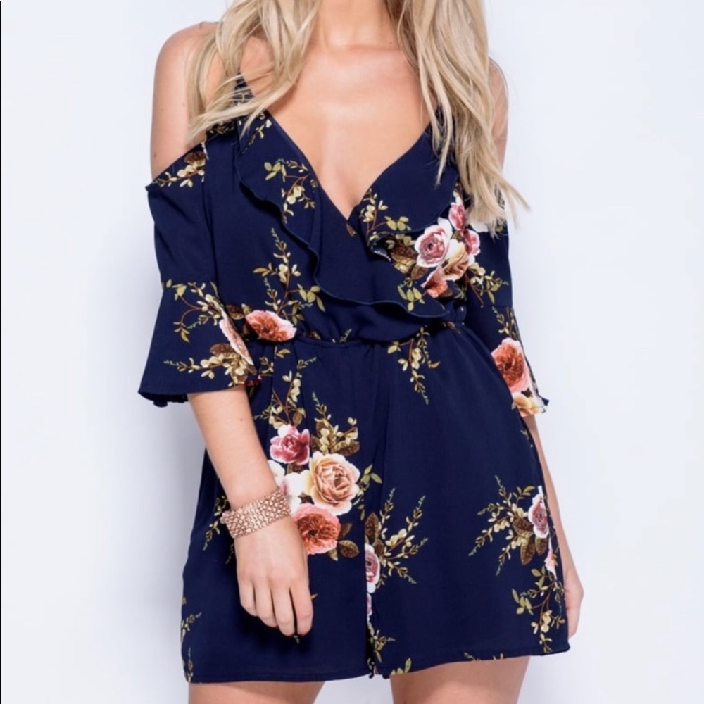 Floral Cold Shoulder Romper